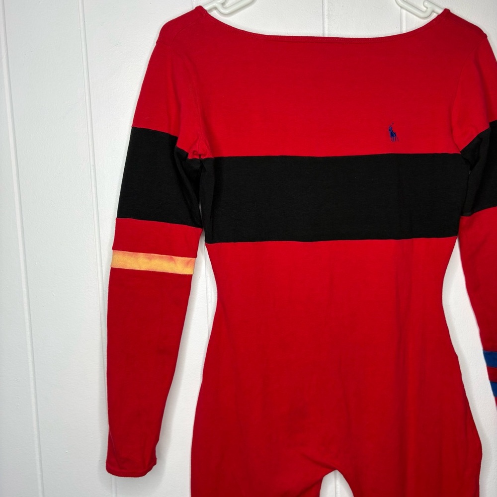 VINTAGE Ralph Lauren POLO Red Black Leotard Ski Outfit Stirrups One Piece 90’s - Picture 4 of 13